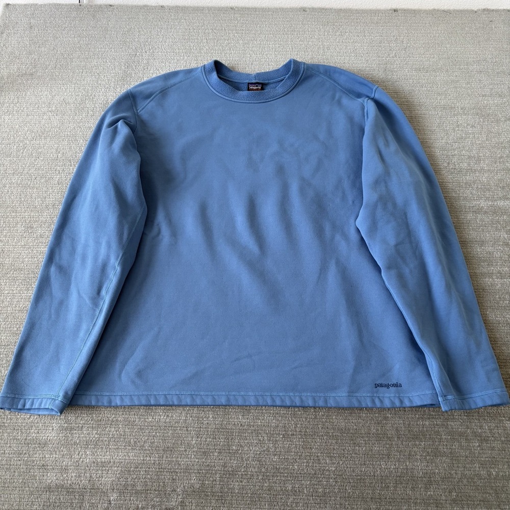 Vintage Patagonia Capilene Fleece Pullover Crewneck Shirt Sweater Blue Mens XL